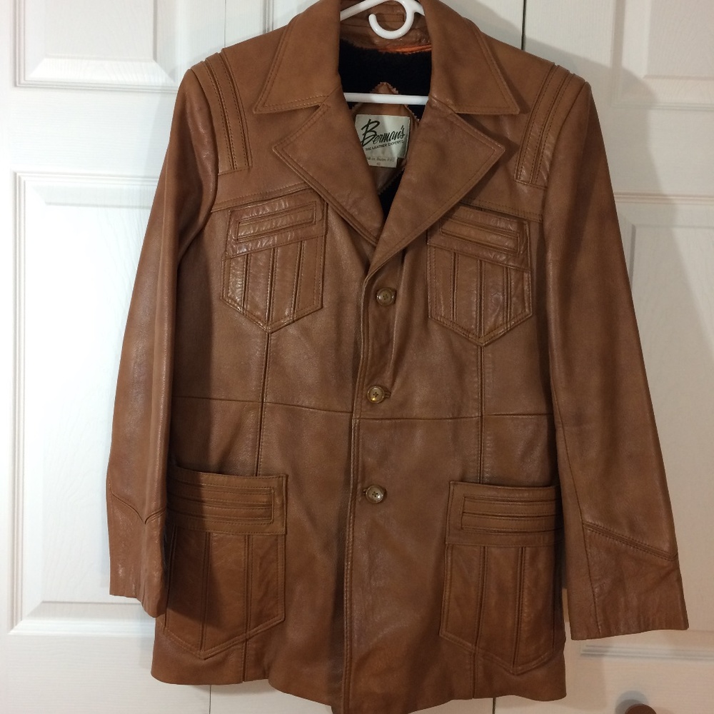 BERMANS vintage leather jacket lined Western 42